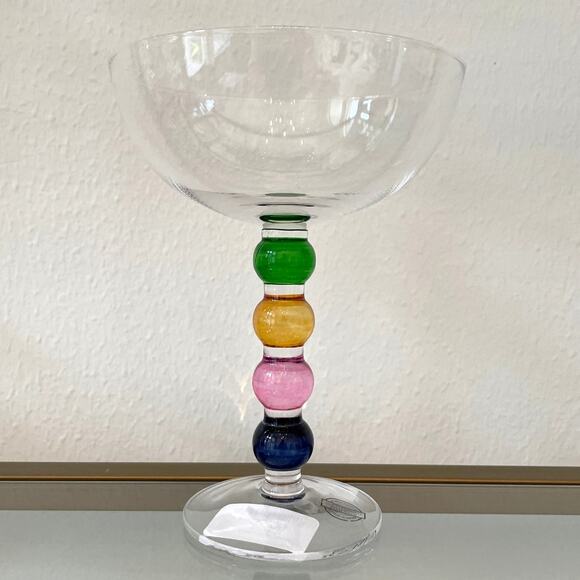 Multicolor Bubble Stemmed Glass Holiday Cocktail Champagne Glassware New - Picture 3 of 7